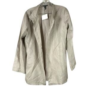 Eileen Fisher Stand Collar Long Jacket Quilted Silk SAMPLE Wheat Women's Small